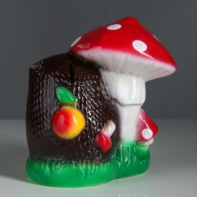 Копилка "Ёжик под грибом", глянец, разноцветная, 21 см