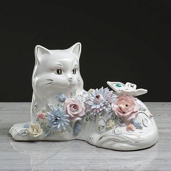 Копилка "Перс с бабочкой", покрытие лак, белая, 19 см, микс