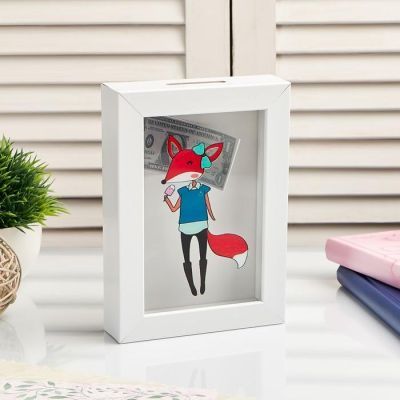 Копилка интерьерная пластик "Лисичка с мороженым" 17х12х3,8 см