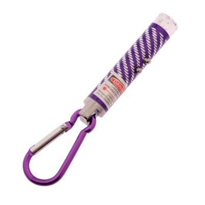 Фонарь-лазер ручной, с карабином,  2 LED, 7 х 1.5 см, микс