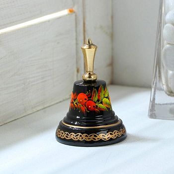 Колокольчик Валдайский "№3. Ягоды", расписной, с короткой ручкой, d=40 мм