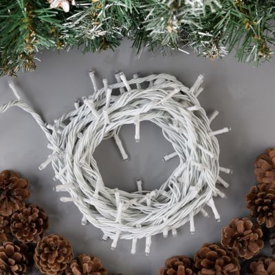 Гирлянда «Нить» 10 м, IP44, УМС, белая нить, 100 LED, свечение жёлтое, 220 В