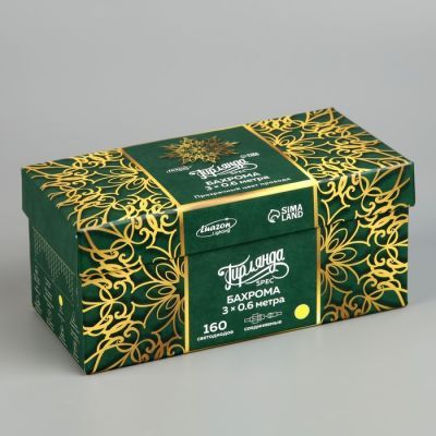 Гирлянда «Бахрома» 3 × 0.6 м, IP44, УМС, прозрачная нить, 160 LED, свечение жёлтое, 220 В