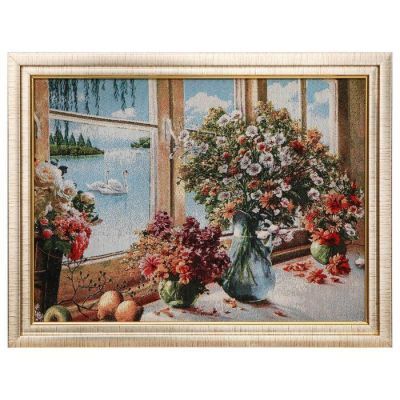 H247-30х40 Картина из гобелена "Букеты у окна" (35х45)