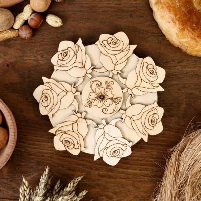 Подставка под горячее «Розы», D=20 см, можжевельник