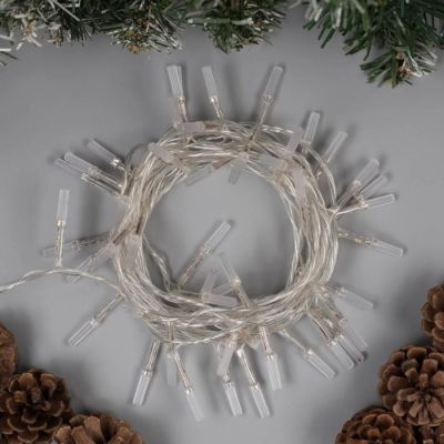 Гирлянда «Нить» 5 м с насадками «Звёздочки», IP20, прозрачная нить, 50 LED, свечение аквамарин, 8 режимов, 220 В