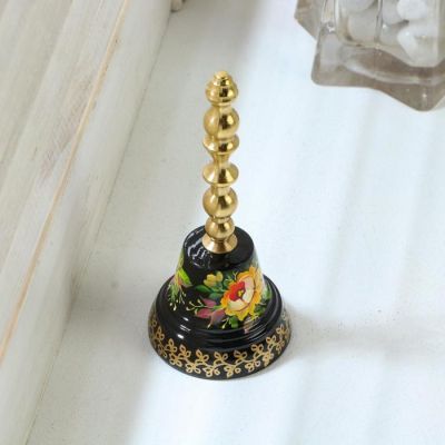 Колокольчик Валдайский "№4. Цветы", расписной, с длинной ручкой, d=45 мм