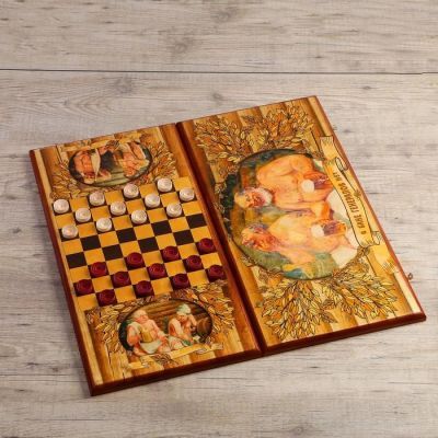 Настольная игра 2 в 1 "В бане генералов нет": шашки, нарды, доска 60 х 60 см