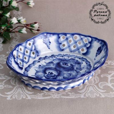 Сухарница «Цветок», 26×20×6 см, гжель