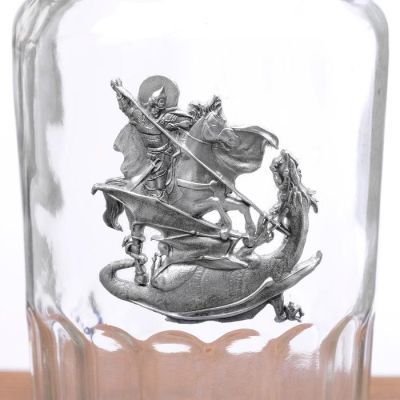Набор для водки "Георгий Победоносец" 7 предметов, барельеф олово