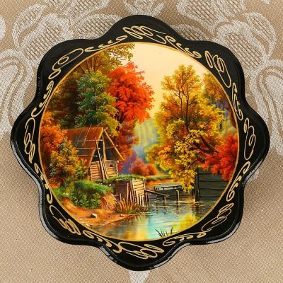 Шкатулка «Пейзаж», 16×16 см, лаковая миниатюра, микс