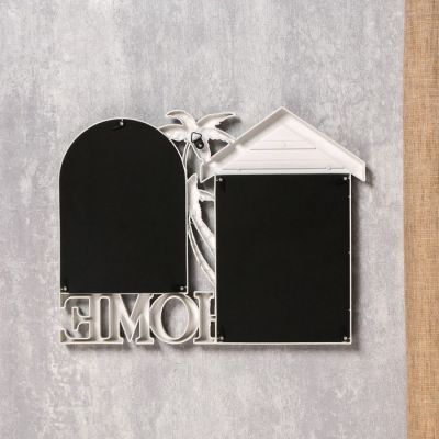 Фоторамка пластик на 2 фото 10х15 см "Дом и пальма" белая 26,5х34 см