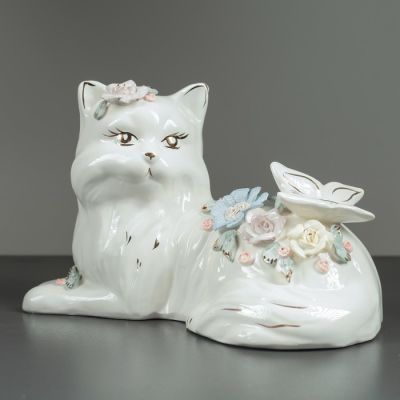 Копилка "Перс с бабочкой", покрытие лак, белая, 19 см, микс