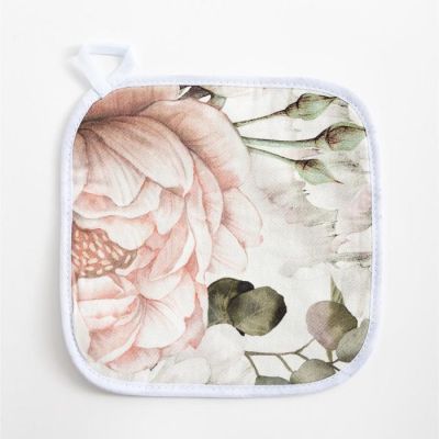 Прихватка "Этель" Пионы 19х19см,100% х/л, ватин 250г/м2 (двухсторонняя)