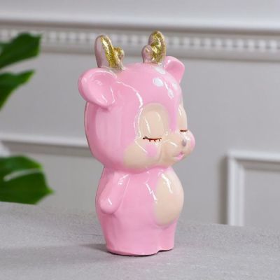 Копилка "Оленёнок", розовая, керамика, 19 см