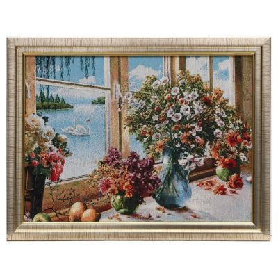 H247-30х40 Картина из гобелена "Букеты у окна" (35х45)