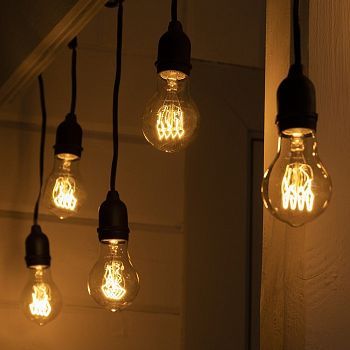 Гирлянда «Ретро белт-лайт» со свесами 10 и 20 см, 10 м, IP54, УМС, 2W, тёмная нить, шаг 50 см, Е27, 220 В