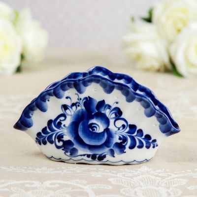 Салфетница «Ракушка с бабочкой», 16×4×8,5 см, гжель