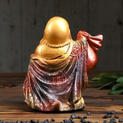 Копилка "Хотэй с мешком", глянец, бронзовый цвет, 19,5 см