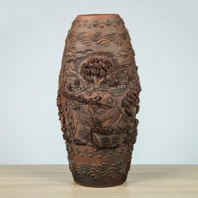 Ваза настольная "Деревня", лепка, 37 см, микс