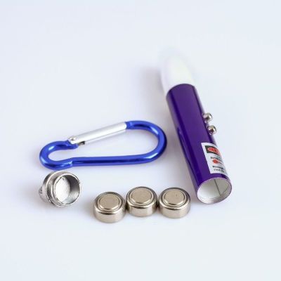 Фонарь 2 диода,Фонарь, лазер, с карабином, 3 бат, металл, микс 2*2*8,5