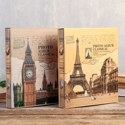 Фотоальбом на 400 фото 10х15 см "Башня" в короб, зол.обводка МИКС 33,5х27,5х5,5 см