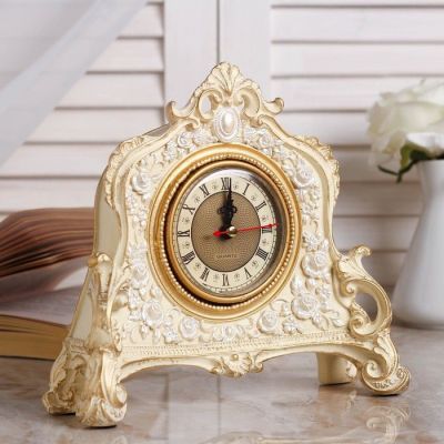 Часы настольные "Каминные",  цвет слоновой кости, 21х19х6.5 см  микс