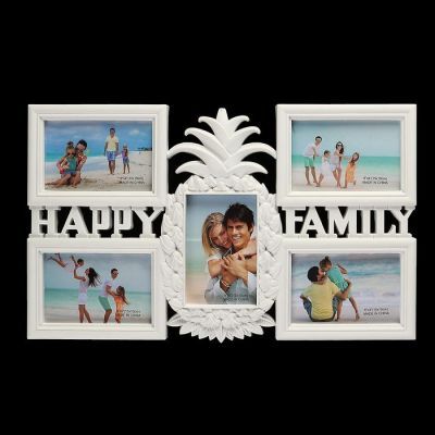 Фоторамка пластик на 5 фото 10х15 см "Ананас" белая 30,5х50 см