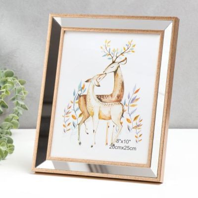 Фоторамка пластик 20х25 см "Зеркало с золотой обводкой" 30х25,3 см