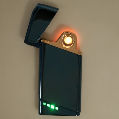 Зажигалка электронная в подарочной коробке, USB, спираль, синяя, 7.5х12 см