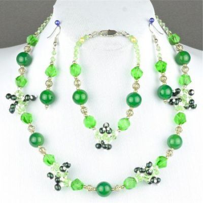 Комплект Агат, жемчуг, хрусталь "Меланья" арт.ВАС-1130