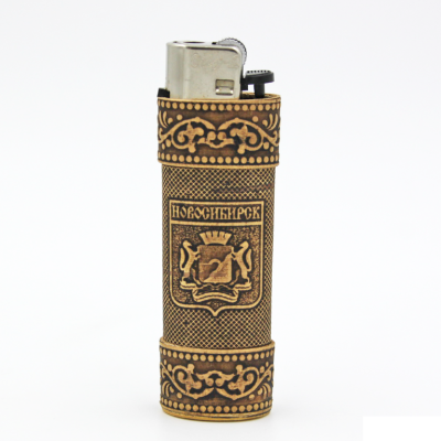 Зажигалка в берестяном чехле "Новосибирск" (газовая)