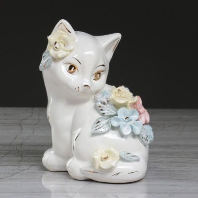 Копилка "Котик Яша", покрытие глазурь, белая, 13 см, микс