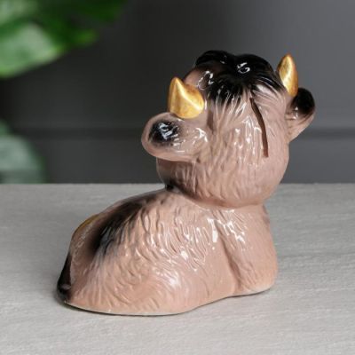 Копилка "Бычок", коричневый, 16 см, микс