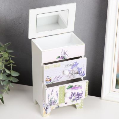 Шкатулка дерево комод 3 ящика "Прованс. Лаванда" 18,5х11,5х7,5 см