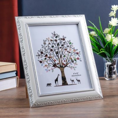 Фоторамка пластик 20х25 см "Изобилие" белая с серебром 32х27 см