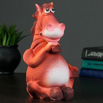 Копилка "Лошадь №2" рыжая  15х14х23см