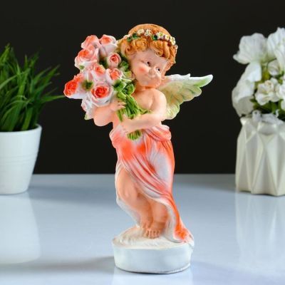 Фигура "Девочка ангелочек с цветами" 12х9,5х24см