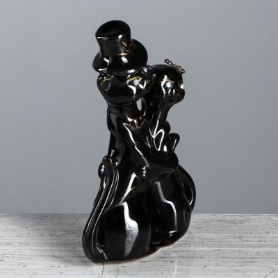 Копилка "Барышня и ковалер", покрытие глазурь, чёрная, 20 см