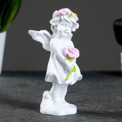 Фигура "Ангел с розой" акрил 4х6х12см