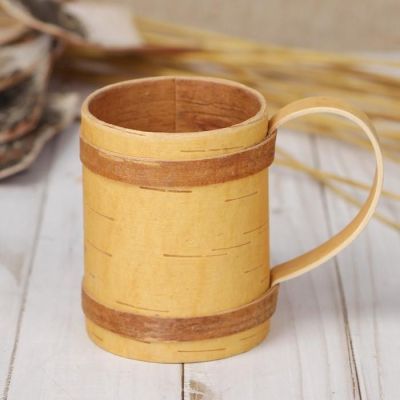 Кружка средняя, 6 × 6 × 7,5 см, береста