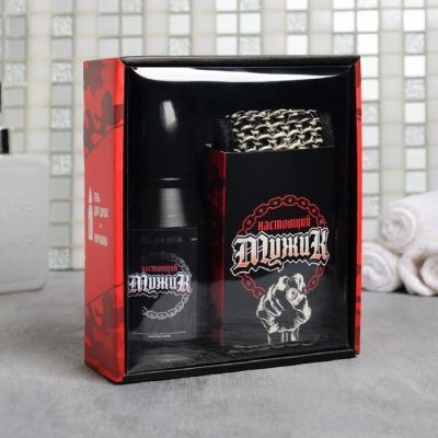 Набор "Настоящий мужик" гель для душа пуля 200 мл мужской парфюм, мочалка