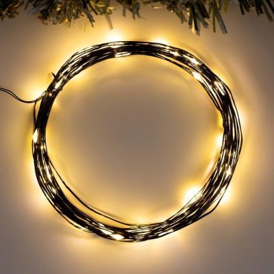 Гирлянда «Нить» 5 м роса, IP20, чёрная нить, 50 LED, свечение тёплое белое, 2 режима, AAх3
