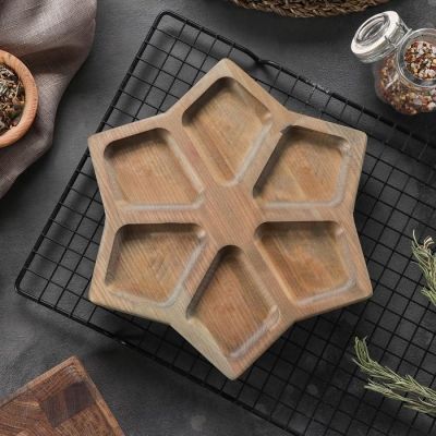 Менажница Adelica «Звезда», 6 секций, 25×1,8 см, массив берёзы, цвет шоколадный