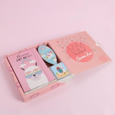 Подарочный набор «Ламушка», 3 предмета: зеркало, массажная расчёска, ежедневник