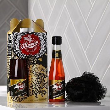 Набор пивной "Мужик" гель для душа 250 мл аромат мужского парфюма, мочалка