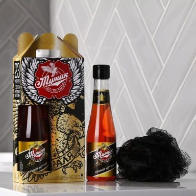 Набор пивной "Мужик" гель для душа 250 мл аромат мужского парфюма, мочалка