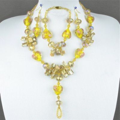 Комплект Хрусталь, перламутр, лэмпворк "Женевьева" арт. ВАС-1119