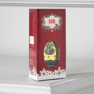 Светодиодная фигура «Фонарь со снеговиком» 6 × 12 × 6 см, пластик, батарейки AG13х3, свечение тёплое белое