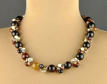 Бусы Агат, Хрусталь "Загадочная" арт.КР-712